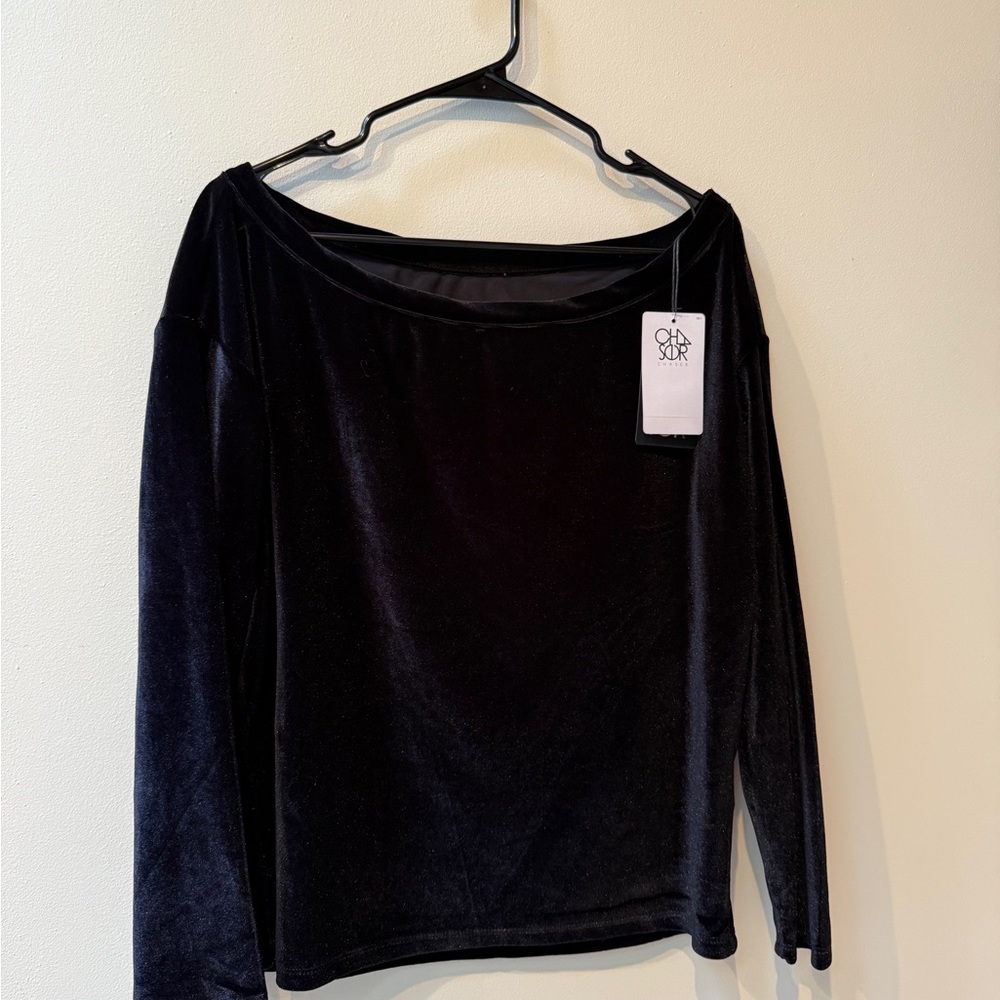 Chaser Black Off Shoulder Dolman Top